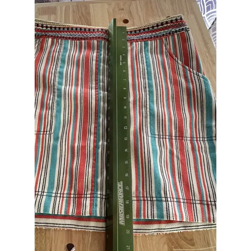 Anthropologie Skirt Mini Side Zip Southwest Aztec‎ Striped Pockets Womens 16